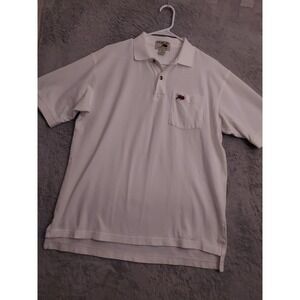 Perlis Polo Shirt Mens Medium Peruvian Cotton Crawfish Embroidered White Golf M